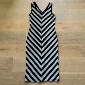 Mossimo Target Black & Grey Striped Midi Dress S